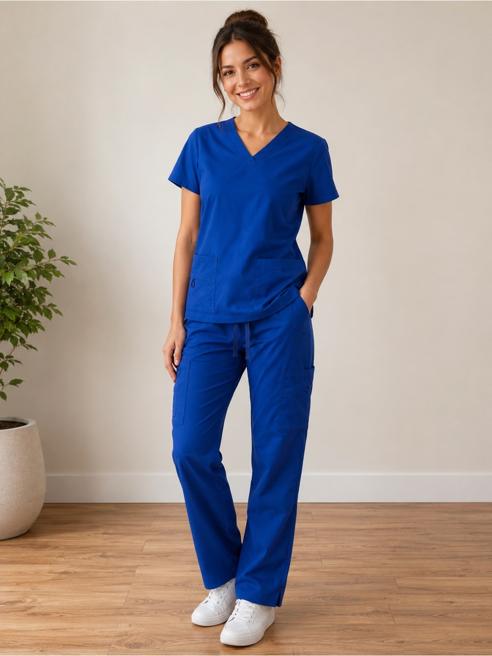Women’s V-Neck scrub top and Scrub Pants - Royal Blue